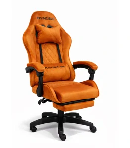 Komfortní kancelářské křeslo - Herní křeslo s podnožkou oranžové