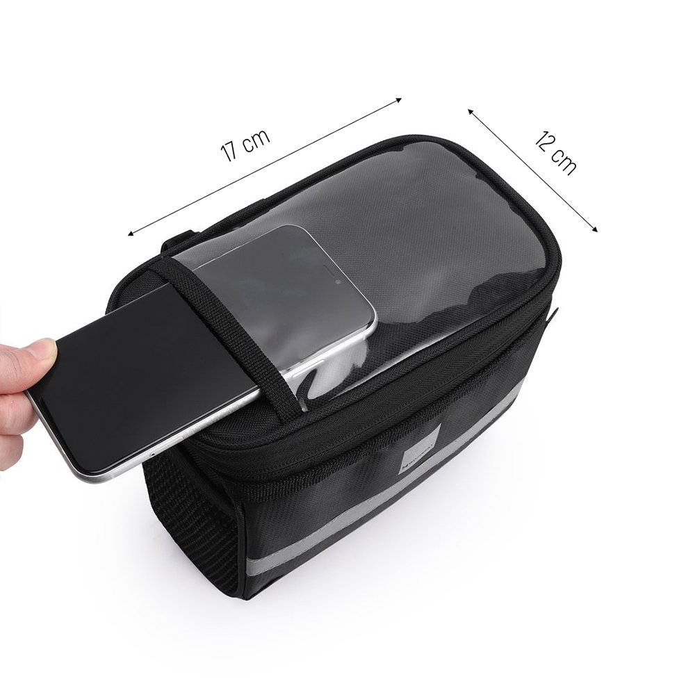 Cyklistická taška na kolo 2L WBB12BK s dotykovým okénkem na telefon 16x14x21 cm - pouzdro na mobil na kolo zn.Wozinsky