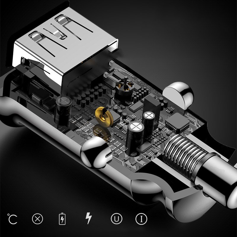Baseus Grain Autonabíječka 3.1A 2xUSB černá - adaptér do auta CCALL-ML01