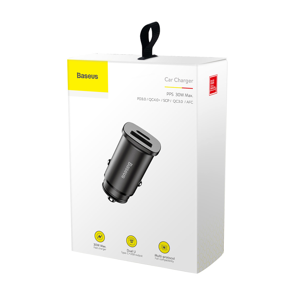 Nabíječka do auta Port Baseus USB Quick Charge 4.0 QC 4.0 i USB-C PD 3.0 SCP černý CCALL-AS01