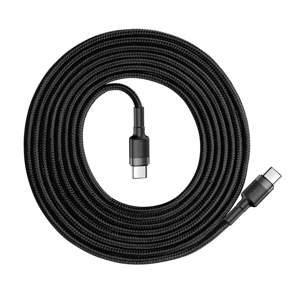 Nylonový kabel Baseus kabel USB-C PD / USB-C PD PD2.0 60W 20V 3A QC3.0 2M černý (CATKLF-HG1)