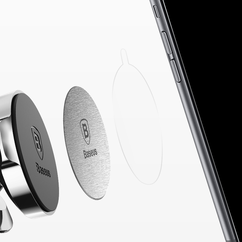 Baseus 2x náhradní magnetická destička k držákům do auta - Stříbrný Iron Plate for Magnetic Car Holder – kovové destičky pro držáky do auta