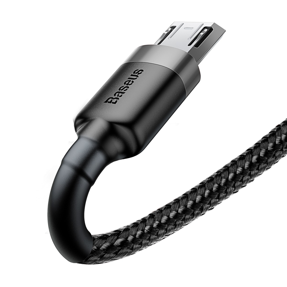 Baseus odolný nylonový kabel USB Cafule Cable Durable Nylon Braided Wire USB / micro USB QC3.0 2.4A 1M černo-šedý (CAMKLF-BG1)