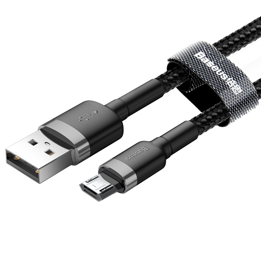 Odolný nylonový kabel Baseus Cafule Cable Durable Nylon Braided Wire USB / micro USB QC3.0 2.4A 0,5M černo-šedý (CAMKLF-AG1)