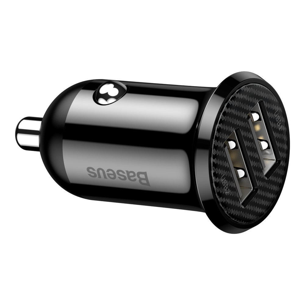 Adaptér do auta Baseus Grain Pro autonabíječka 2x USB 4,8 A černá CCALLP-01