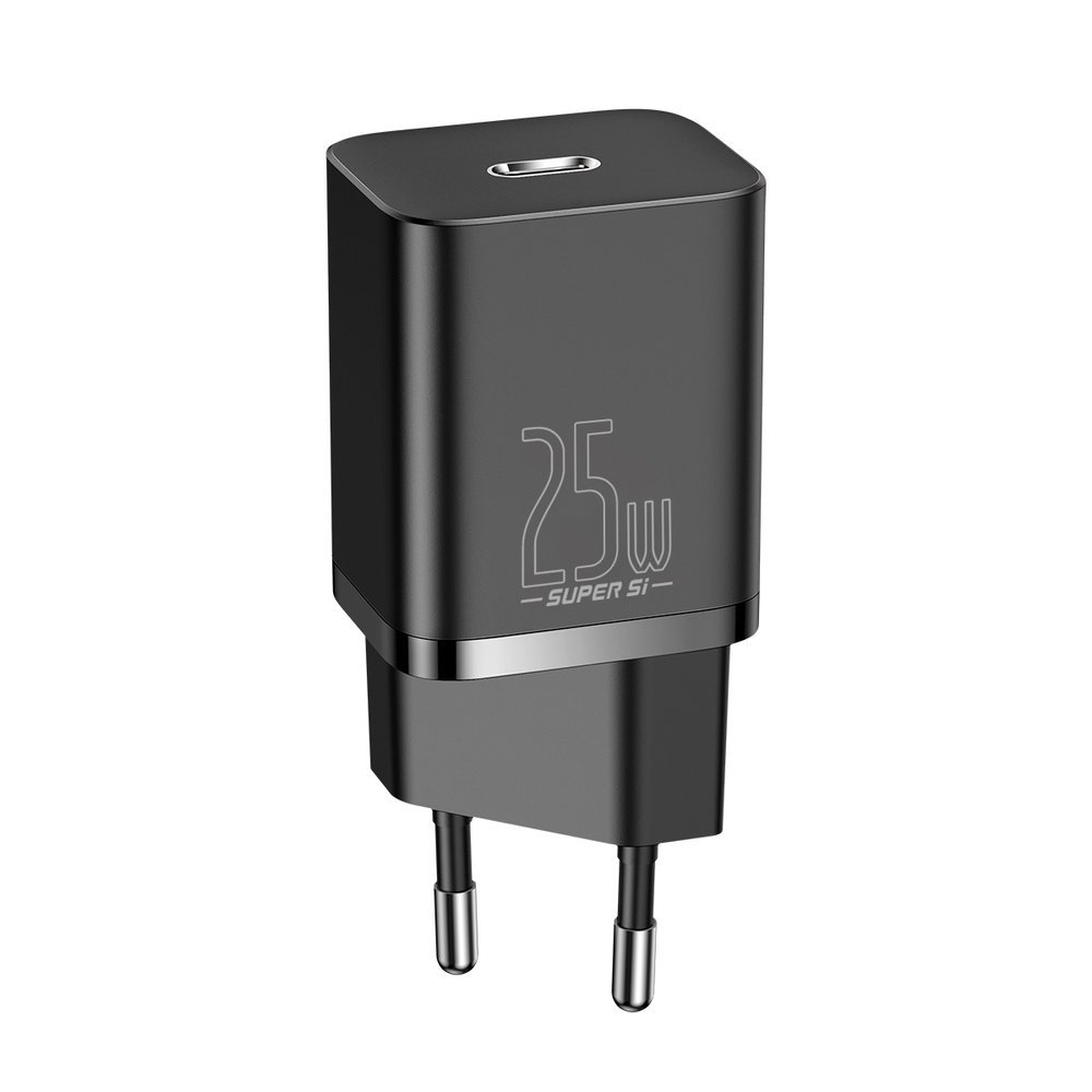Rychlé napájení - síťová nabíječka Baseus EU USB Typ-C 25 W nabíječka černá + kabel USB typu C - kabel USB Typ-C TZCCSUP-L01