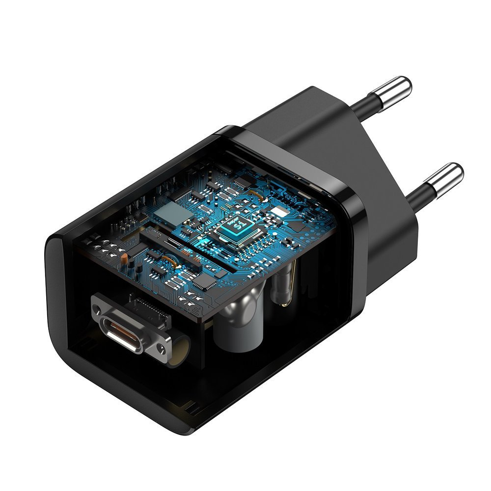 Rychlé napájení - síťová nabíječka Baseus EU USB Typ-C 25 W nabíječka černá + kabel USB typu C - kabel USB Typ-C TZCCSUP-L01