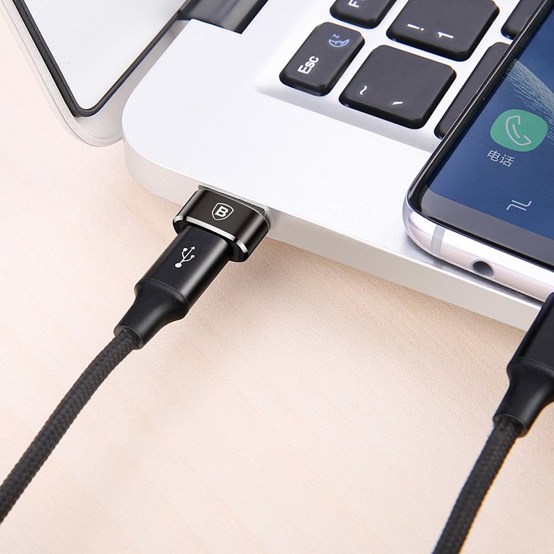 Baseus adaptér z konektoru USB Typ-C na USB černý CAAOTG-01