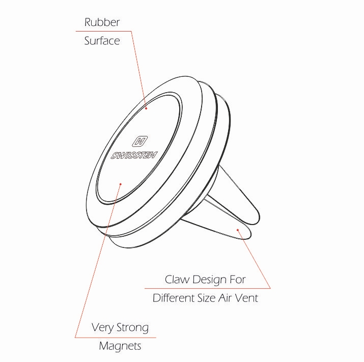Swissten S-Grip AV-M4 - Magnetický držák do auta pro ventilační mřížku pro MT od 3,5" do 6"