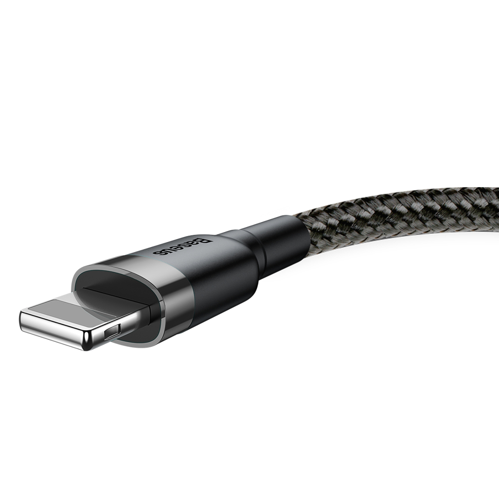 Baseus Cafule odolný nylonový USB kabel - Lightning QC3.0 2,4A 0,5M černošedý CALKLF-AG1