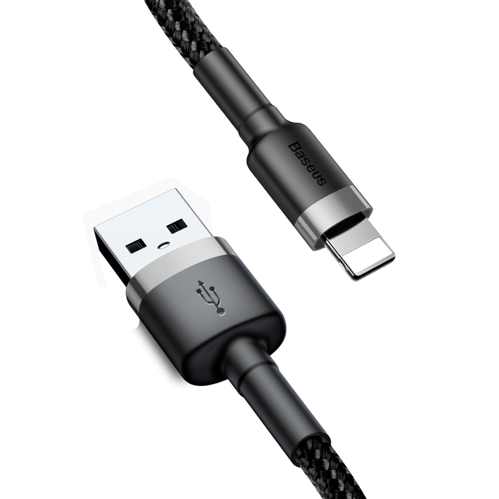 Baseus Cafule odolný nylonový USB kabel - Lightning QC3.0 2,4A 0,5M černošedý CALKLF-AG1