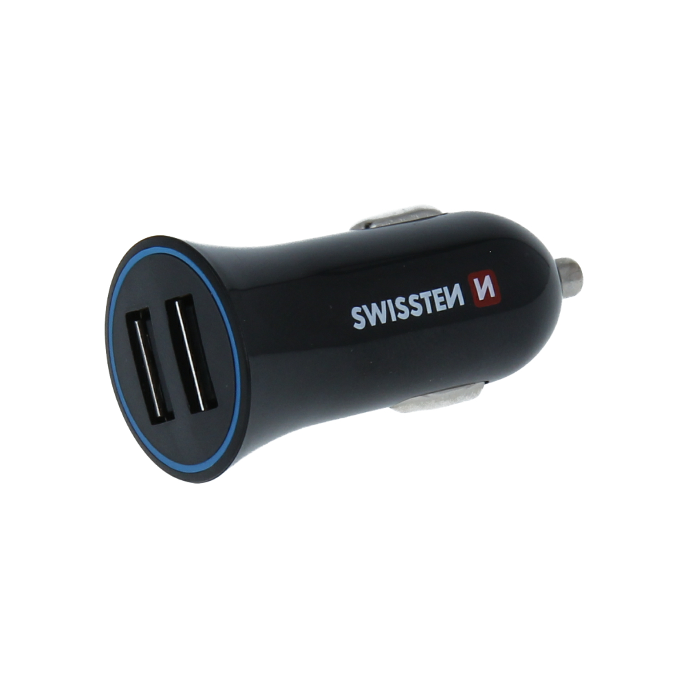 Swissten autonabíječka 2,4A napájení 2x USB + Micro USB kabel