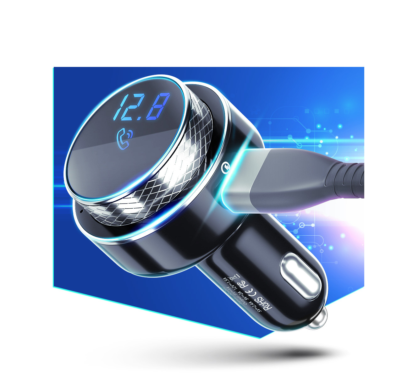 3MK nabíječka - FM Transmitter BT 5.0 USB Hyper Car - adaptér do auta