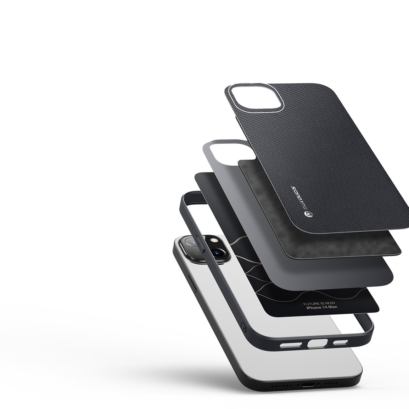 Obal iPhone 14 Max černý Dux Ducis Fino s nylonovým povrchem