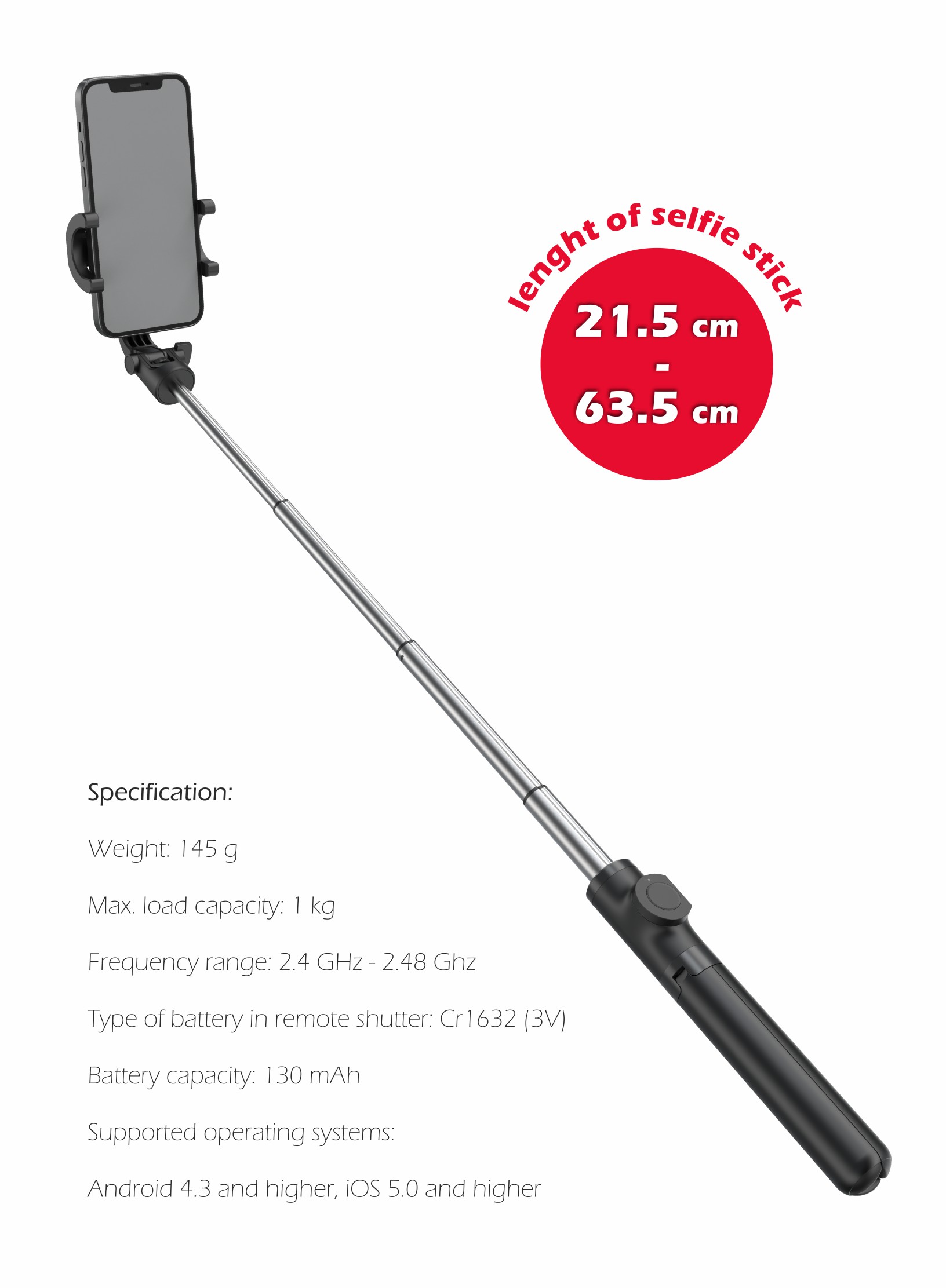 Swissten bluetoth selfie tyč - aluminium tripod pro