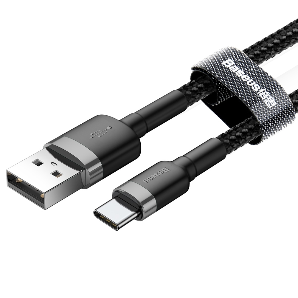 Baseus nylonový USB kabel USB-C QC3.0 3A 0,5M černošedý CATKLF-AG1