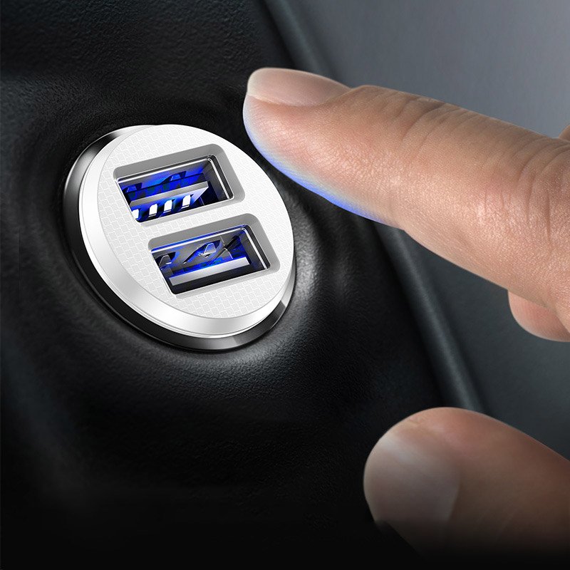 Baseus Grain Car Charger Mini univerzální autonabíječka do zapalovače 2x USB 3.1A bílá CCALL-ML02