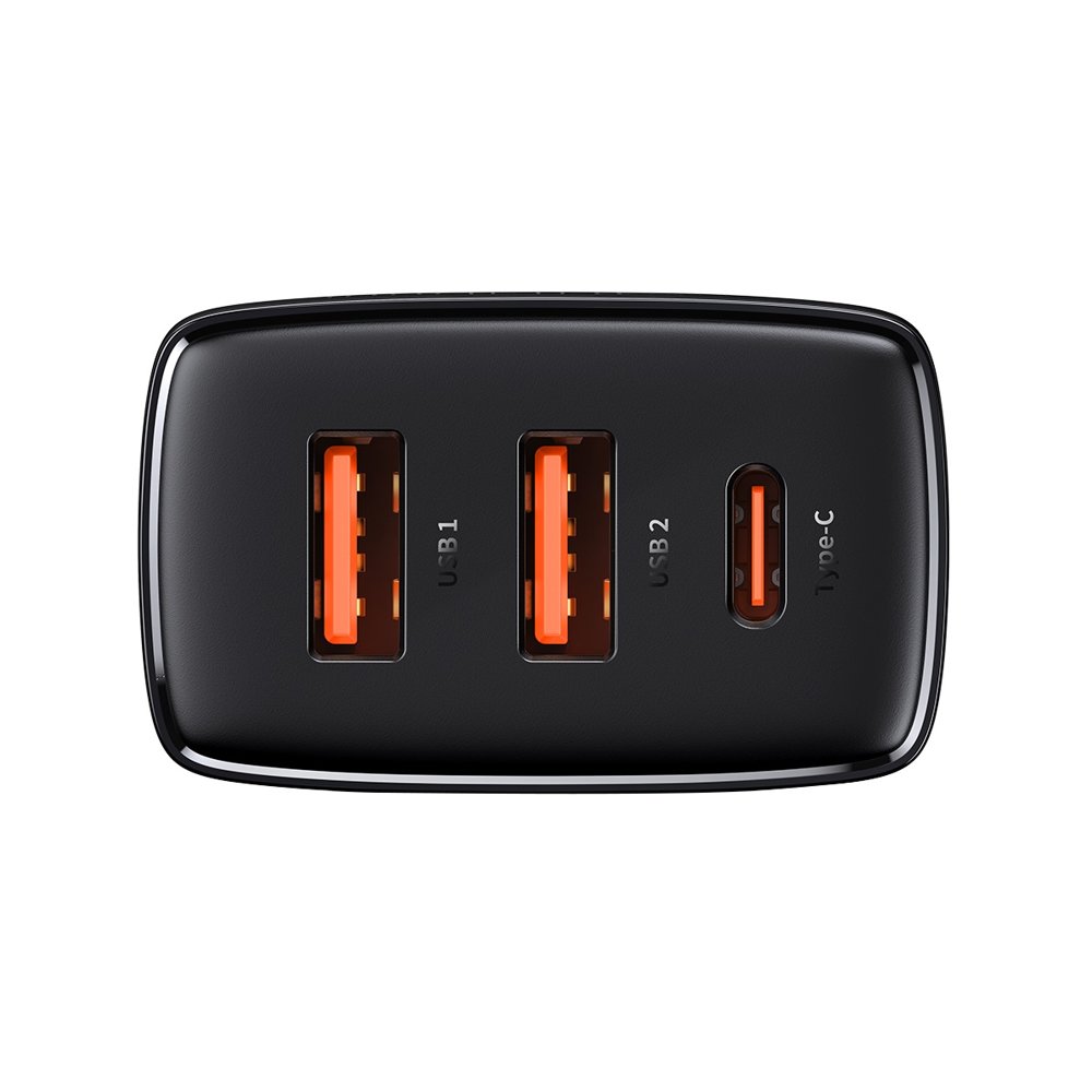 Baseus Kompaktní rychlá nabíječka 2x USB / USB Typ C 30W 3A napájení Quick Charge černá CCXJ-E01