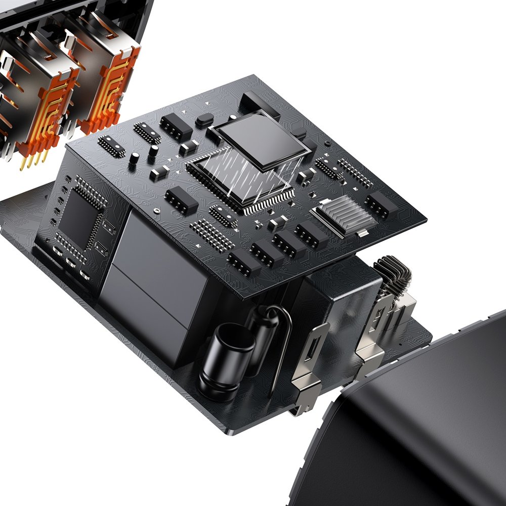 Baseus Kompaktní rychlá nabíječka 2x USB / USB Typ C 30W 3A napájení Quick Charge černá CCXJ-E01
