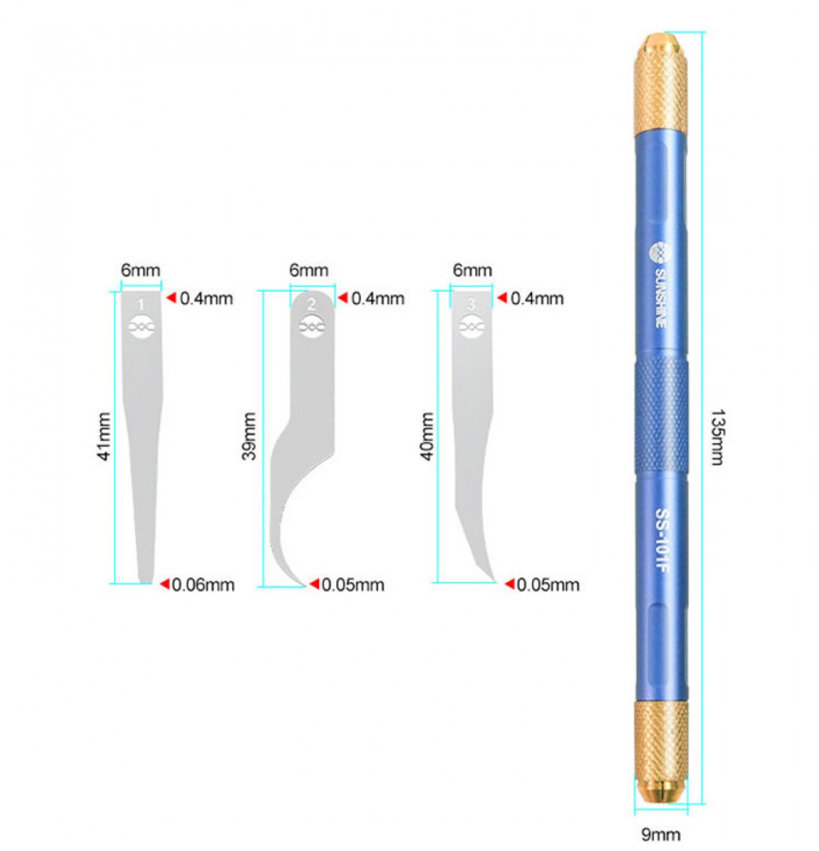Nůž na odstraňování lepidla SUNSHINE SS-101F + sada s čepelí