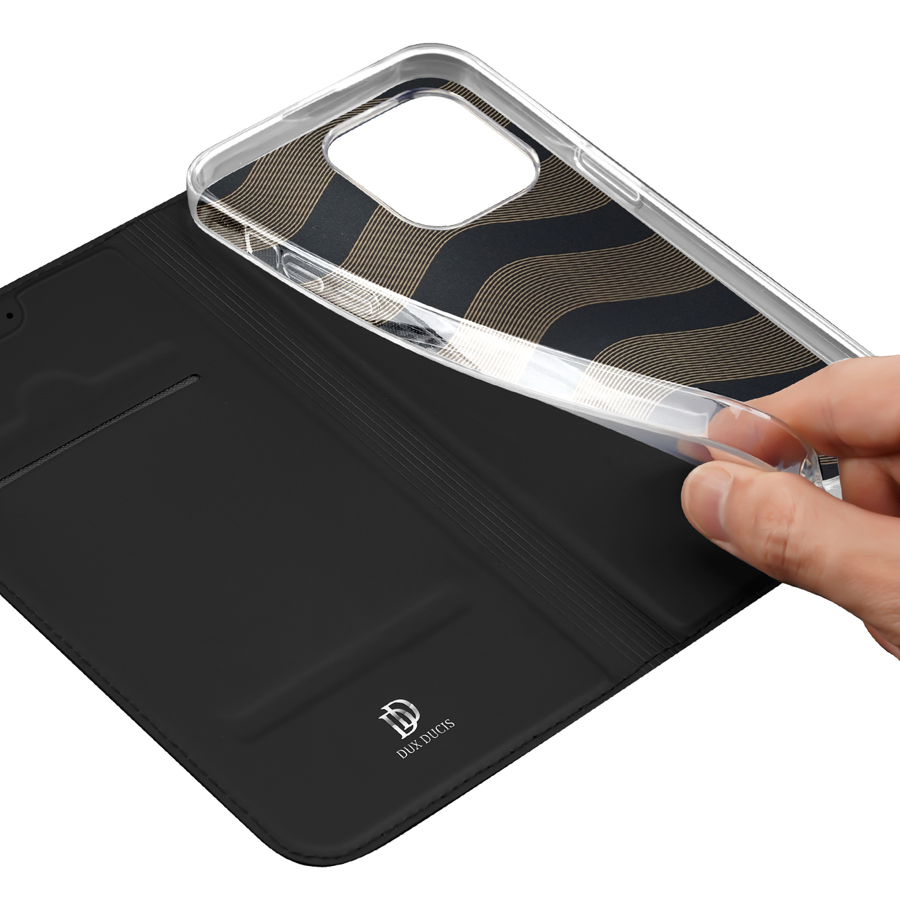 Obal iPhone 15 Pro Max černé Dux Ducis Skin Pro flipové a peněženkové pouzdro - flip- kniha