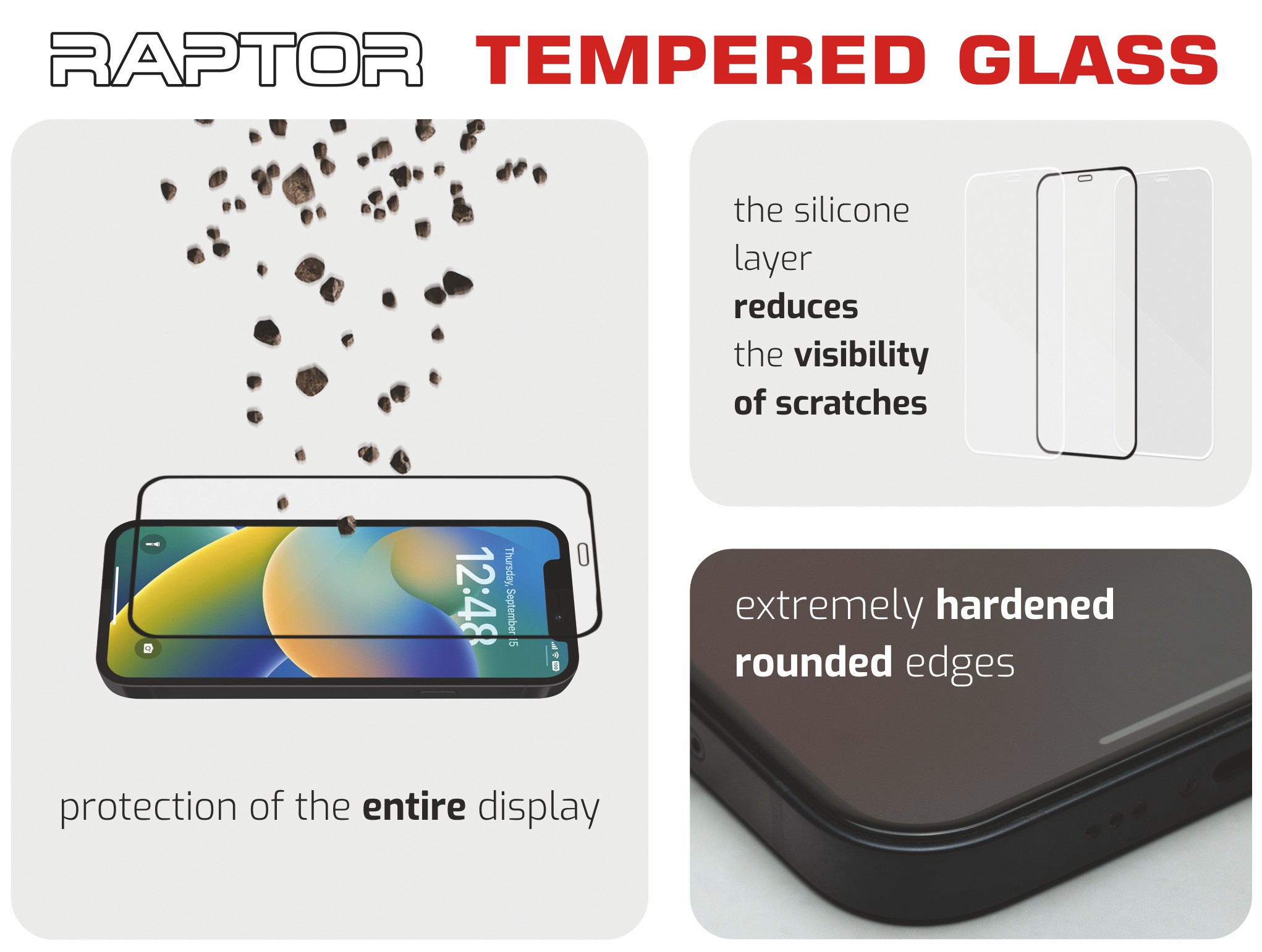 Swissten ochranné tvrzené sklo iPhone 15 Plus černé 3D Raptor