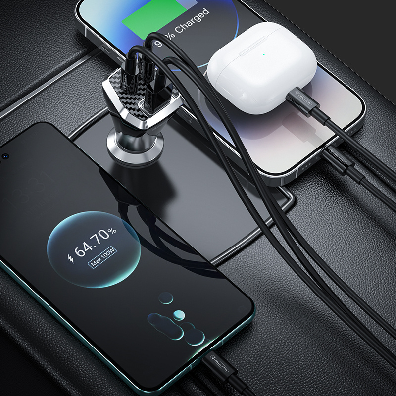 Jellico autonabíječka F15 PD 88,5W 2x USB-C + USB-A QC3.0 černý adaptér nabíječka do auta