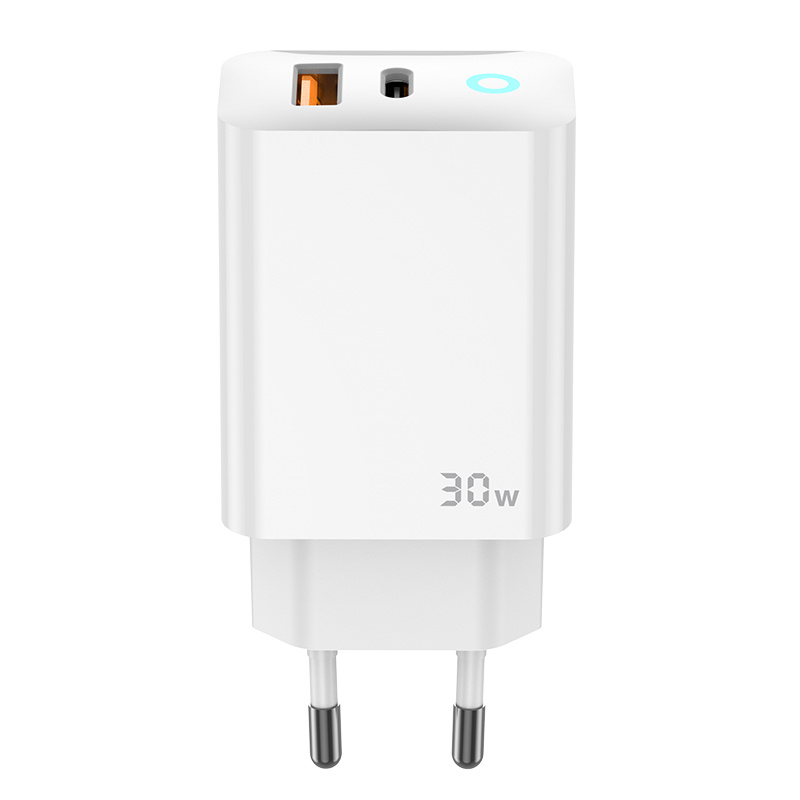 Jellico síťová nabíječka EU13 GaN PD 30W 1x USB-C + 1x USB QC3.0 + kabel USB-C / USB-C bílý set