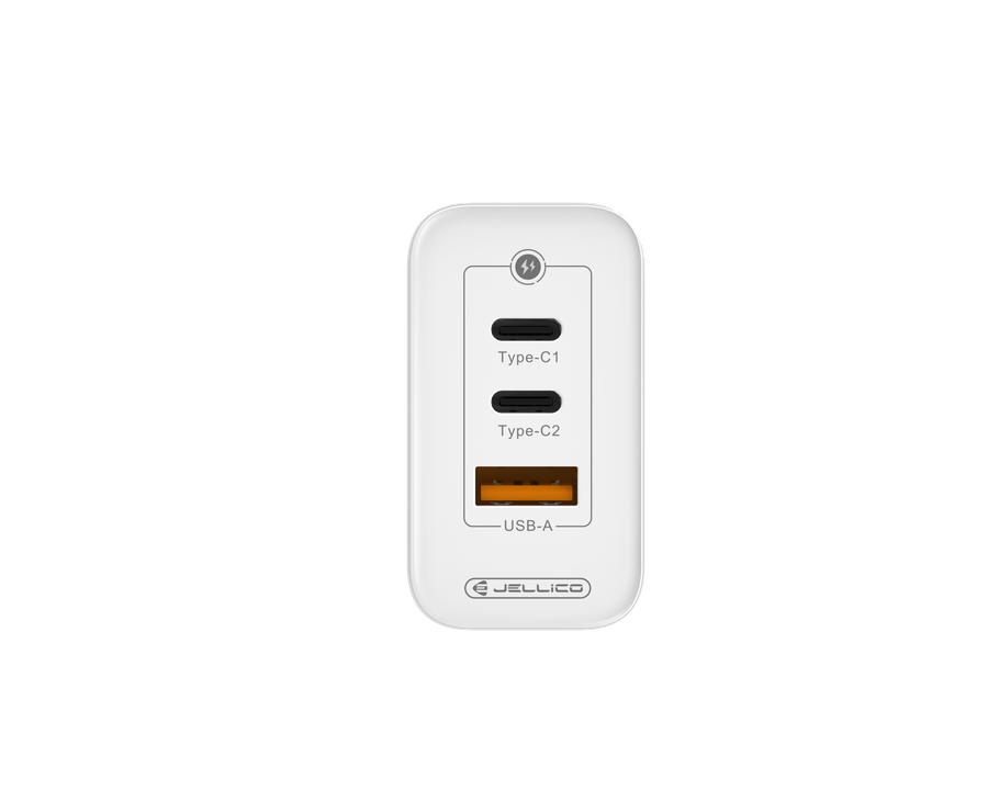 Jellico síťová nabíječka nabíječka C79 GaN PD 65W 2x USB-C + 1x USB QC3.0 bílá