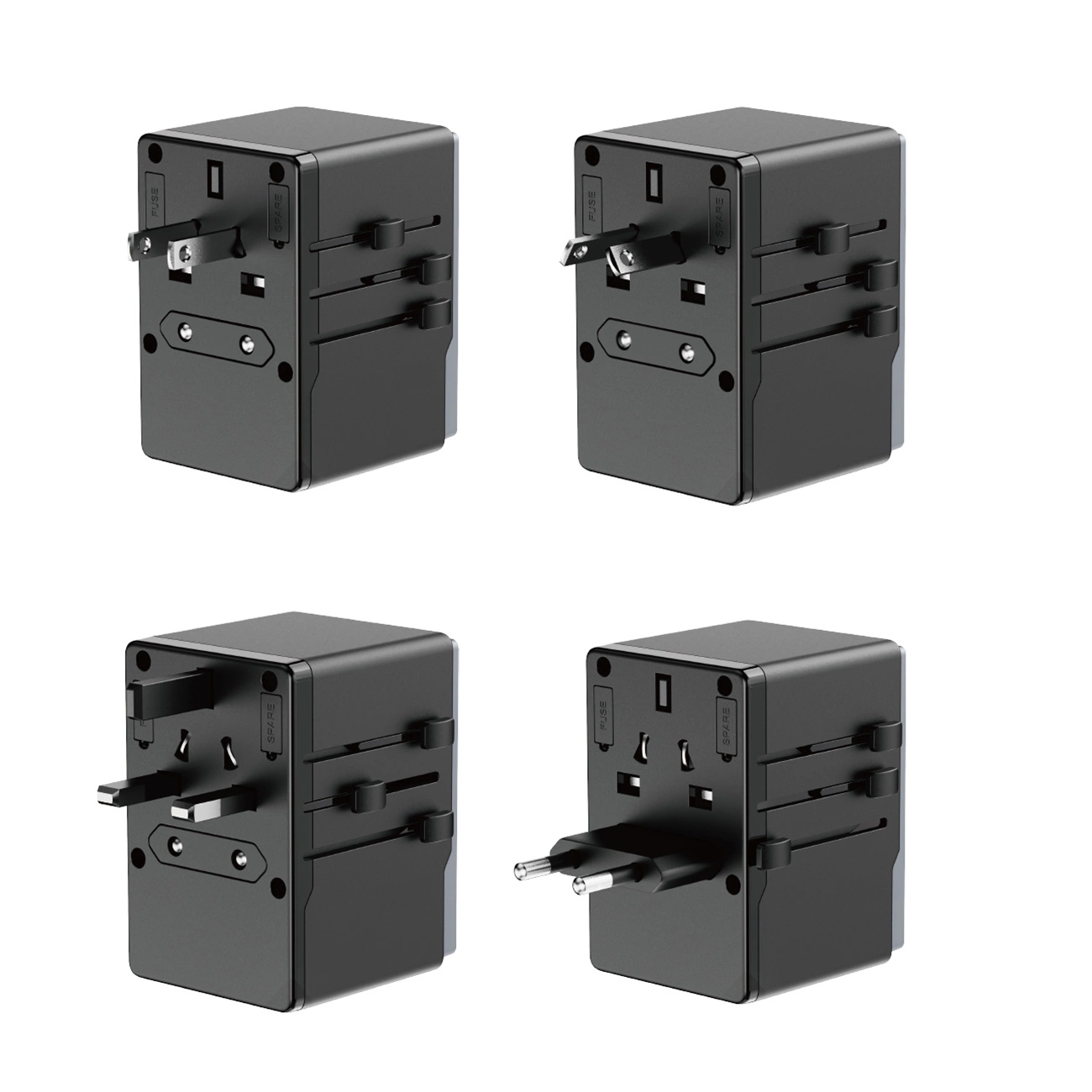 Nabíjecí síťový adaptér - cestovní nabíječka Dudao A65Pro 65W EU - US - JP - AUS - UK 2x USB-C 2x USB-A černá