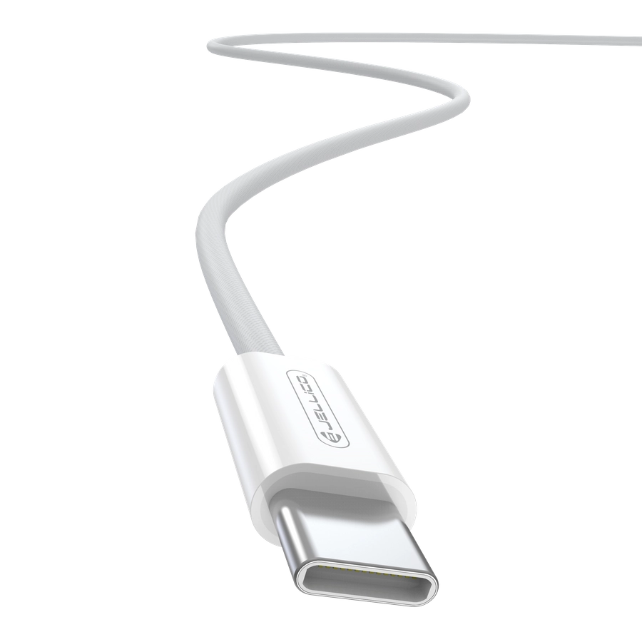 Kabel Jellico IP15 USB-C/USB-C 60W 1m nylonový oplet bílý