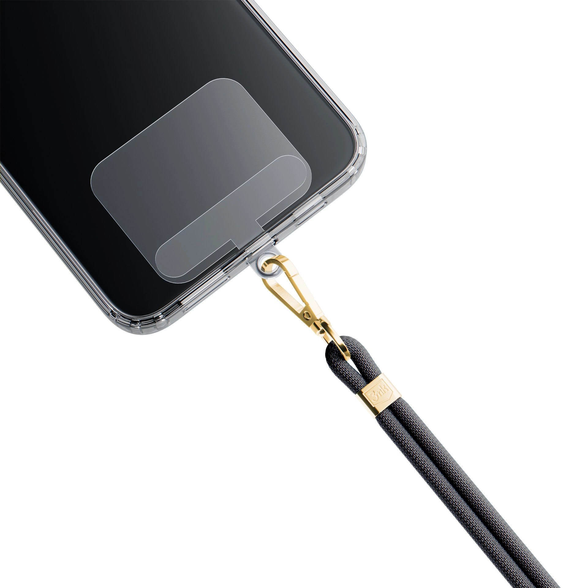 3mk EasyClip šňůrka na telefon černo-zlatá - Funkční a stylový doplněk pro váš telefon