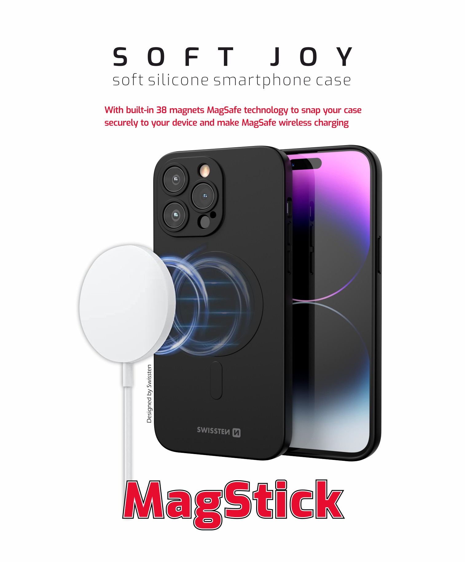 Swissten obal iPhone 16 Plus černý Soft Joy Magstick Magsafe