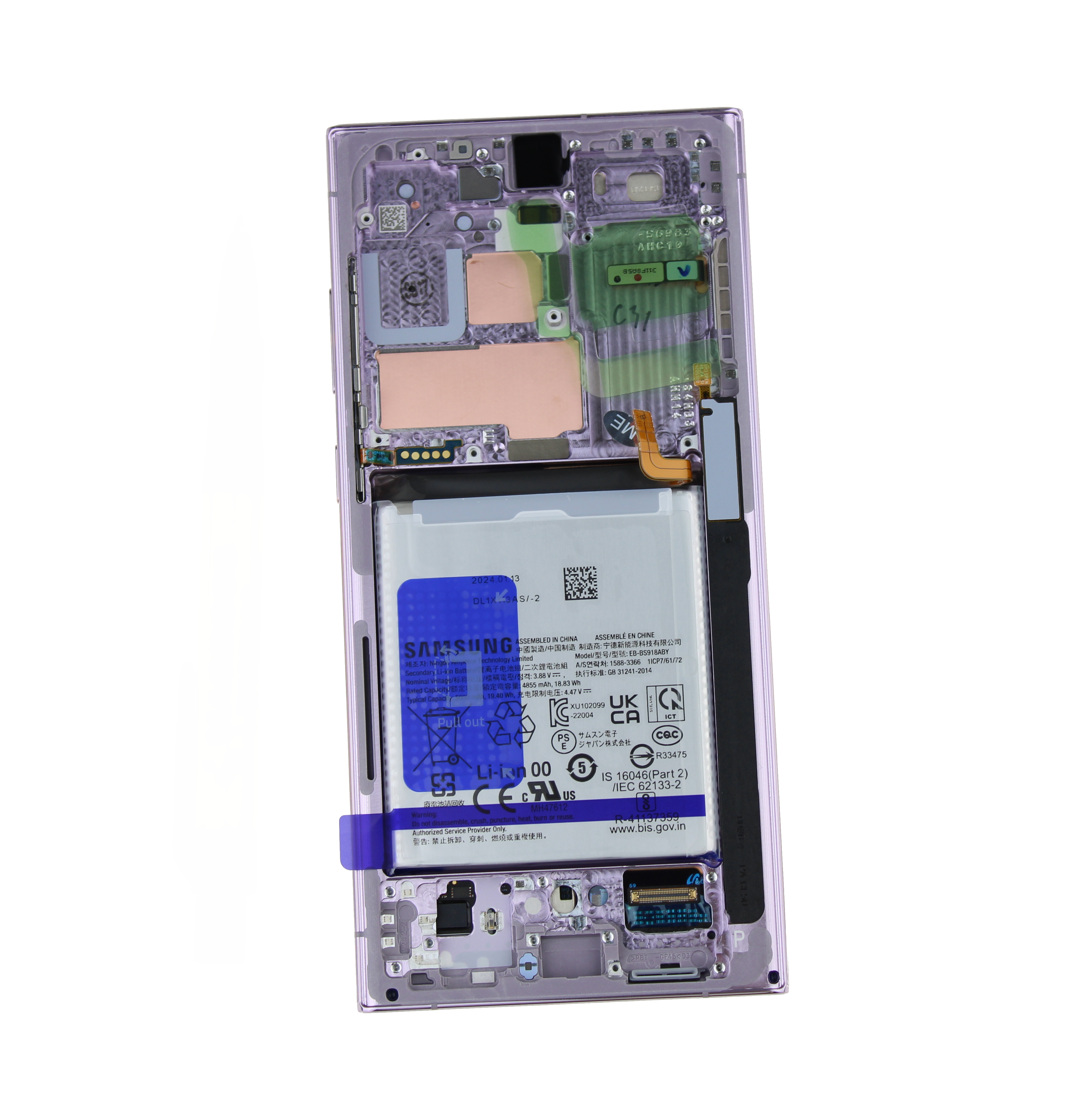 Originál LCD + Dotyková vrstva Samsung Galaxy S23 Ultra SM-S918 fialová