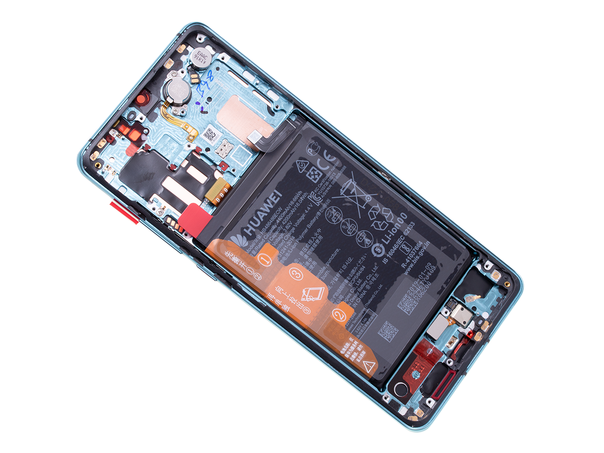 Originál LCD + Dotyková vrstva s baterii Huawei P30 Pro Aurora Blue modrá