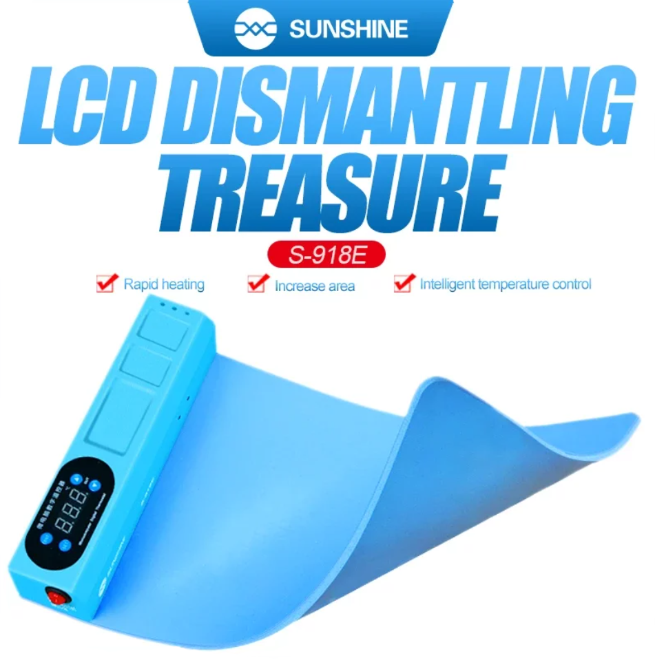 Sunshine S-918E – Profesionální 14palcová vyhřívací podložka pro separaci LCD - rozměry 35 cm x 21 cm x 0,47 cm