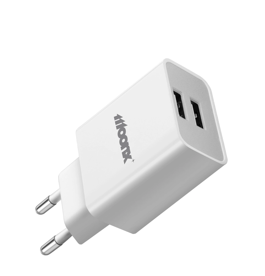 MOONX síťová nabíječka MC02 2.4A 12W 2xUSB + kabel Lightning bílá