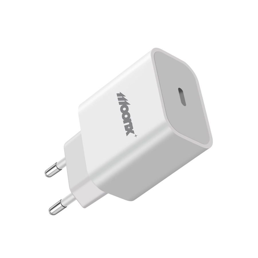 MOONX síťová nabíječka MC03 PD 20W 1xUSB-C + kabel USB-C – Lightning bílá
