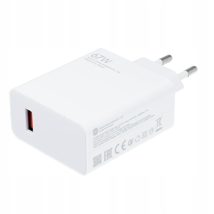 Originál síťová nabíječka Xiaomi MDY-14-EW 67W QC 3.0 bílá Bulk