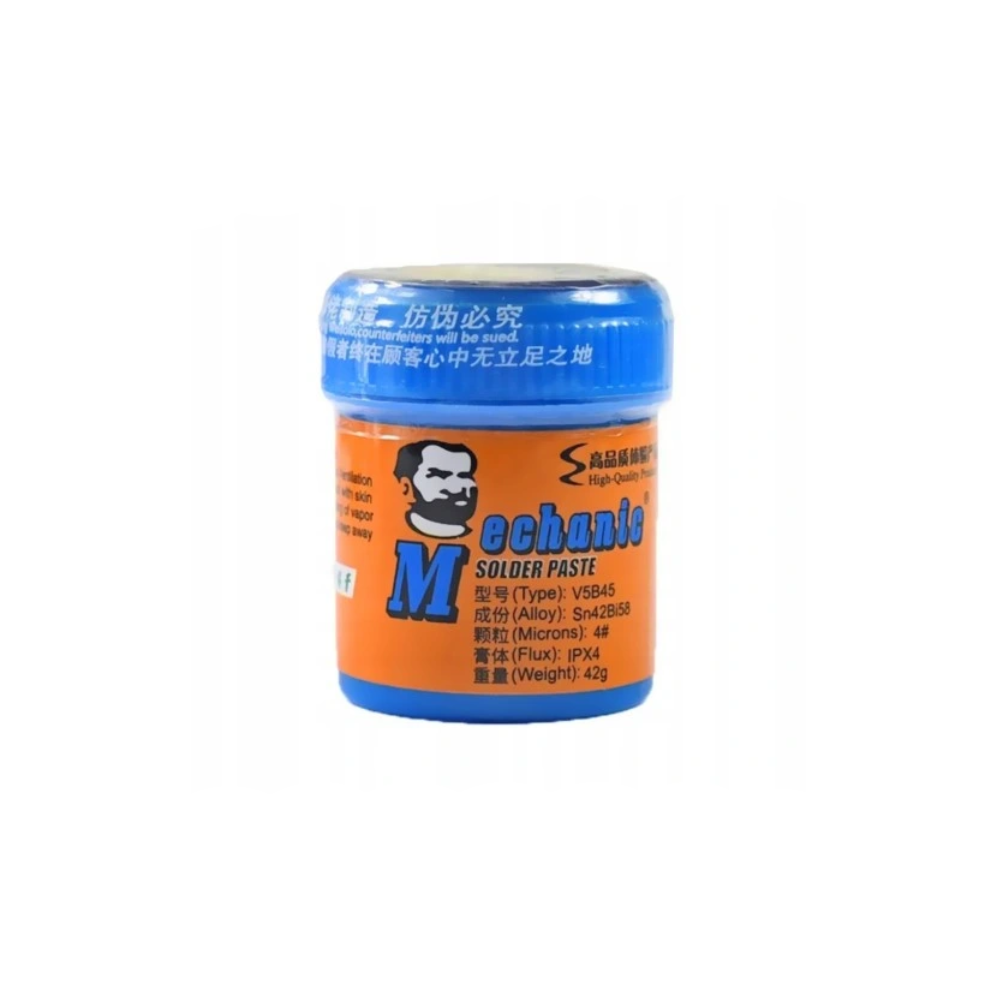 Mechanic V5B45 – Bezolovnatá nízkoteplotní pájecí pasta tekutý cín 138°C 42g