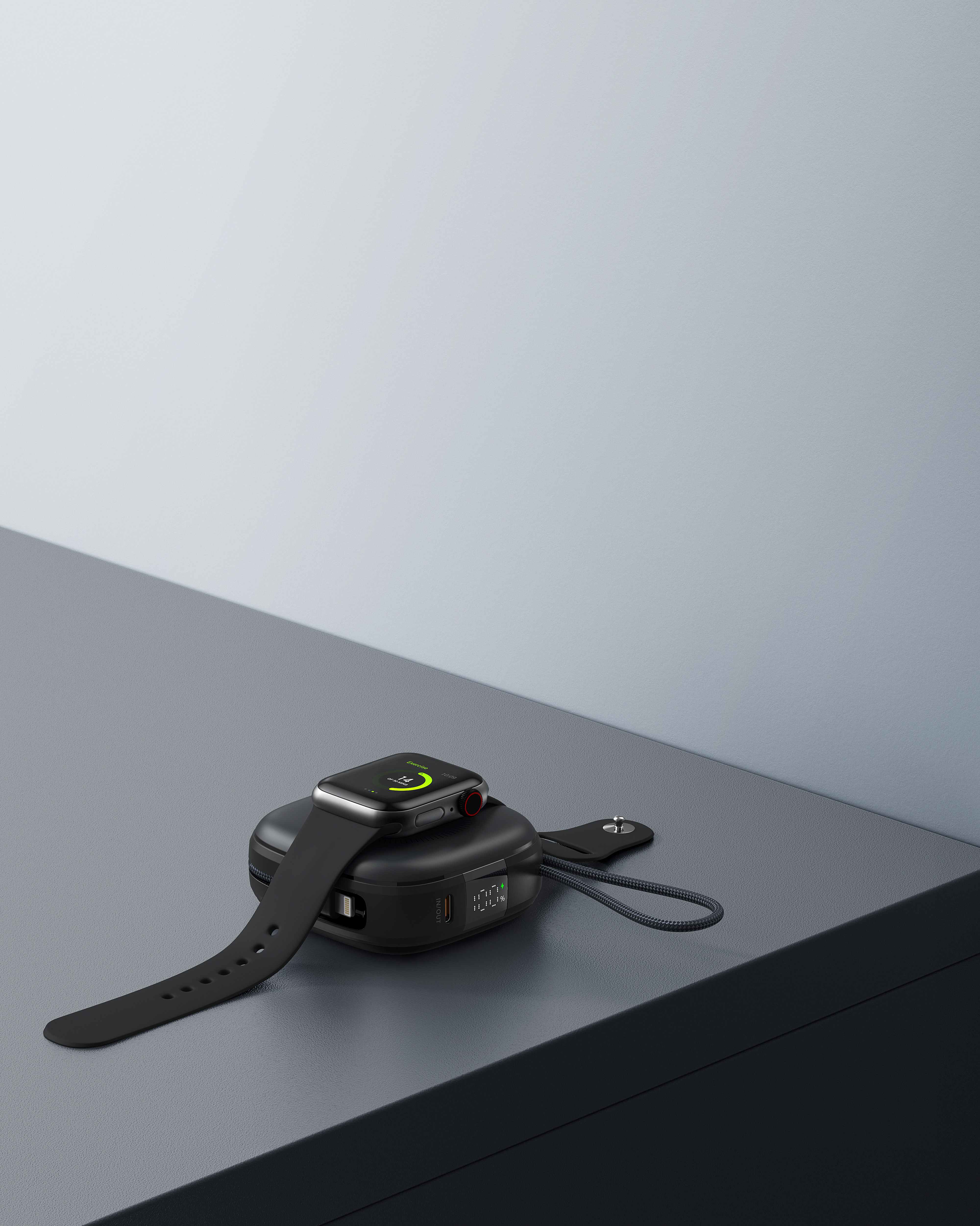 SWISSTEN Voltbox MagGO 10 000 mAh 20W s USB-C vestavěným kabelem – Powerbanka s MagSafe, bezdrátovým nabíjením + Apple Watch černá