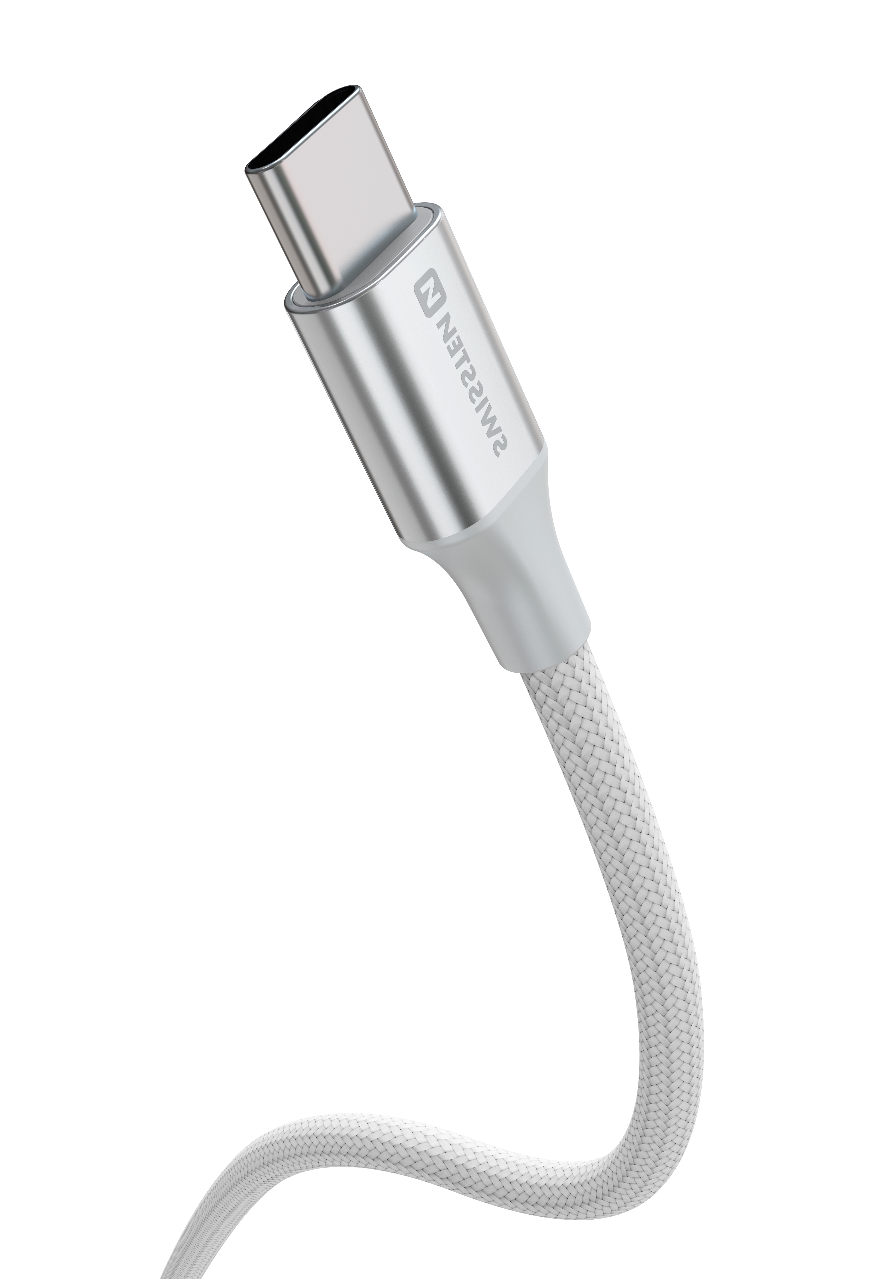 Swissten USB kabel USB-C - USB-C 3A 60W 1,5m Textile II bílý
