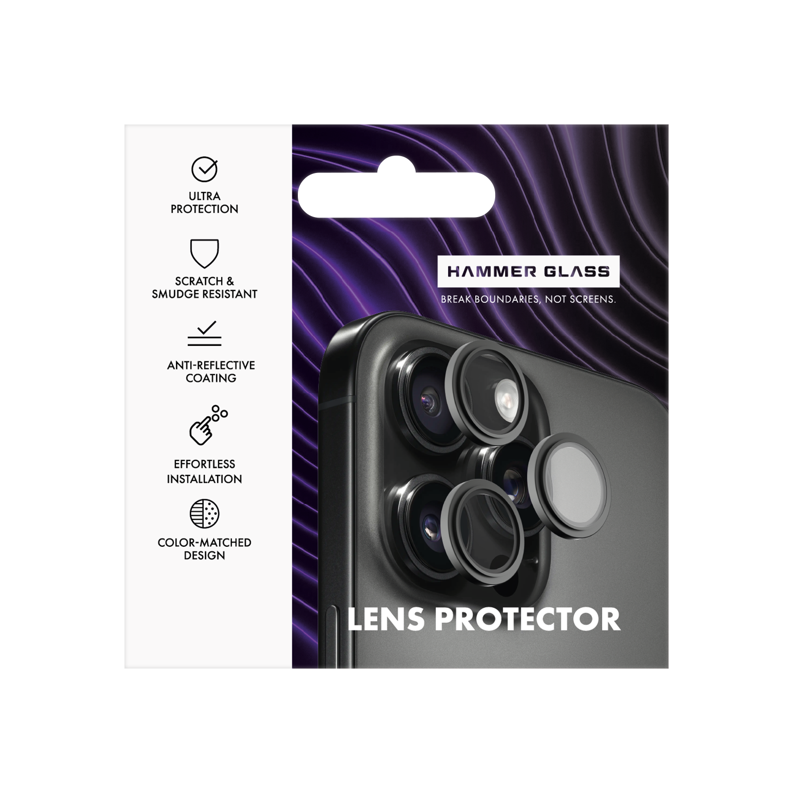 Hammer Glass – ochranné sklo na fotoaparát Lens Protector iPhone 16 Pro - iPhone 16 Pro Max