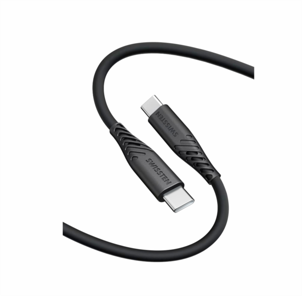 Swissten Soft Silicone USB-C / USB-C kabel 60W 40 cm černý – odolný a flexibilní kabel pro každodenní použití
