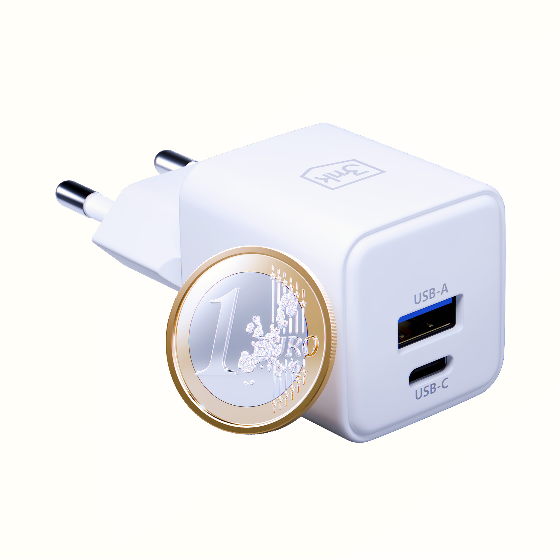 3mk síťová nabíječka Hyper GaN 20W PD QC 4.0 PPS USB-C + USB-A bílá