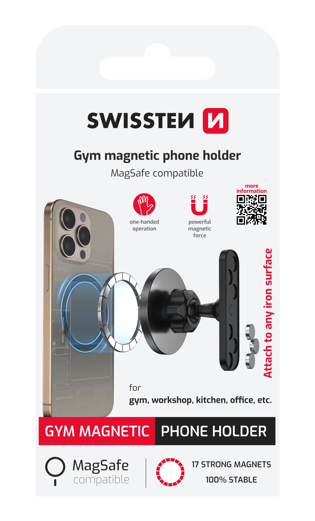 SWISSTEN Magnetický univerzální držák telefonu MagSafe černý