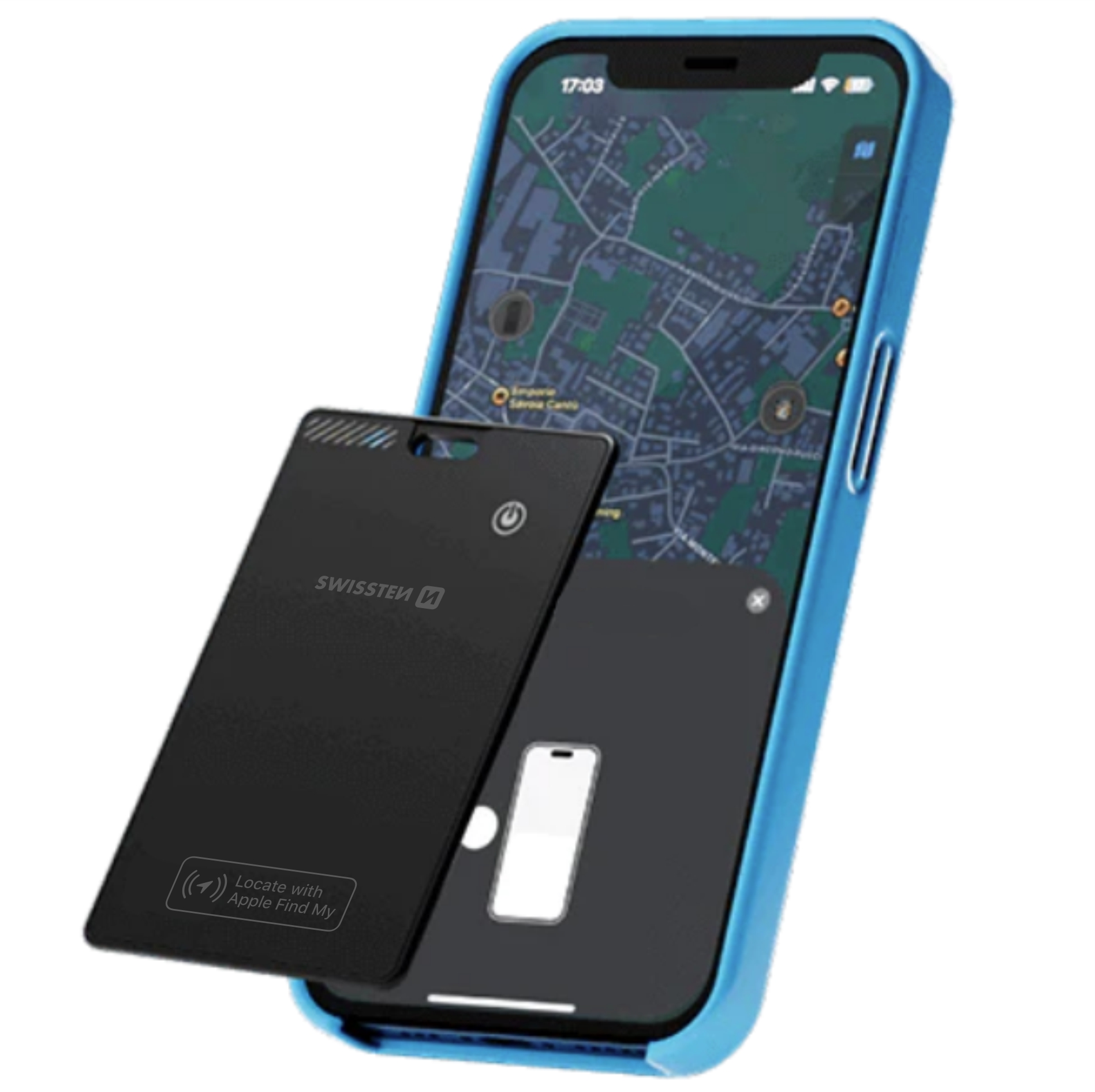 Swissten Find Card – lokalizátor ve formě karty Apple Find My klíčenka černá