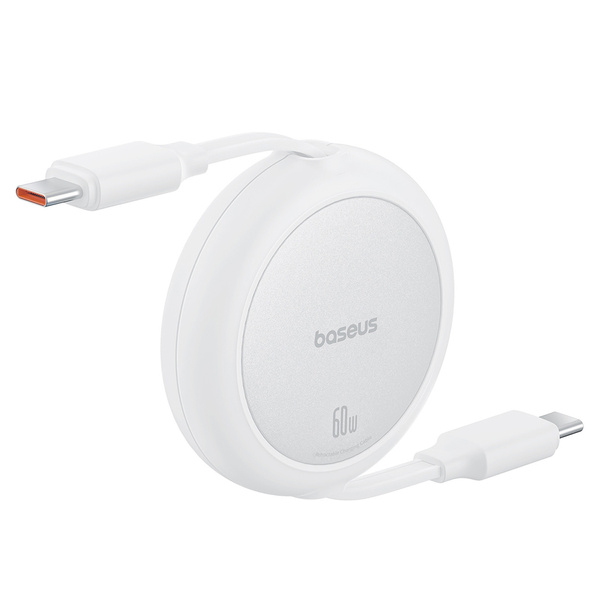 Baseus Free2Pull zatahovací kabel USB-C – USB-C 1 m bílý