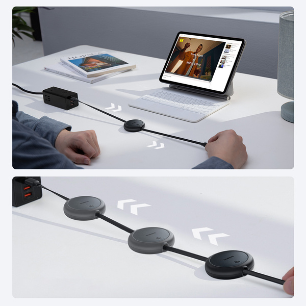 Baseus Free2Pull zatahovací kabel USB-C – USB-C 1 m černý