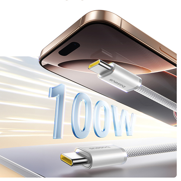 Baseus Dynamic 4 Pro magnetický kabel USB-C – USB-C 100W 1 m bílý